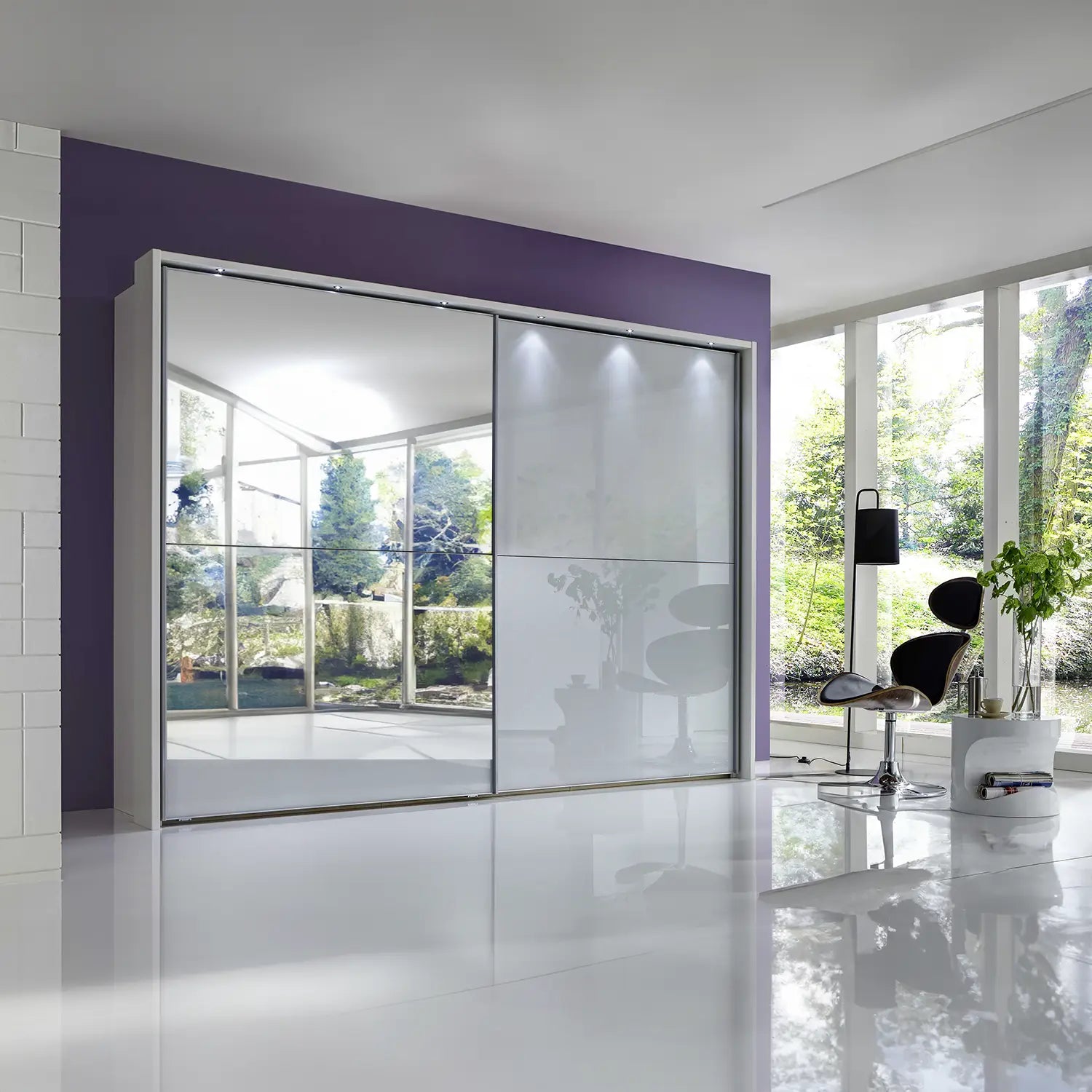 Wiemann Bristol White Sliding Door Wardrobe With Mirror 