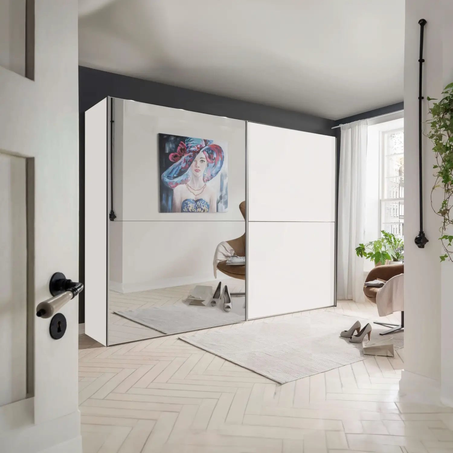 Wiemann Bristol White Sliding Door Wardrobe With Mirror 