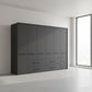 Large Wiemann Cairns Graphite 6 Door Hinged Wardrobe With Four Drawers and Mirrors   Width 306 Height 220cm 