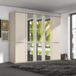 Wiemann Cairns  Champagne five door hinged wardrobe with three Mirror doors and cornice shown 