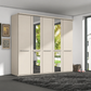 Wiemann Cairns five door hinged wardrobe with 2 Mirror doors and cornice shown in Champagne