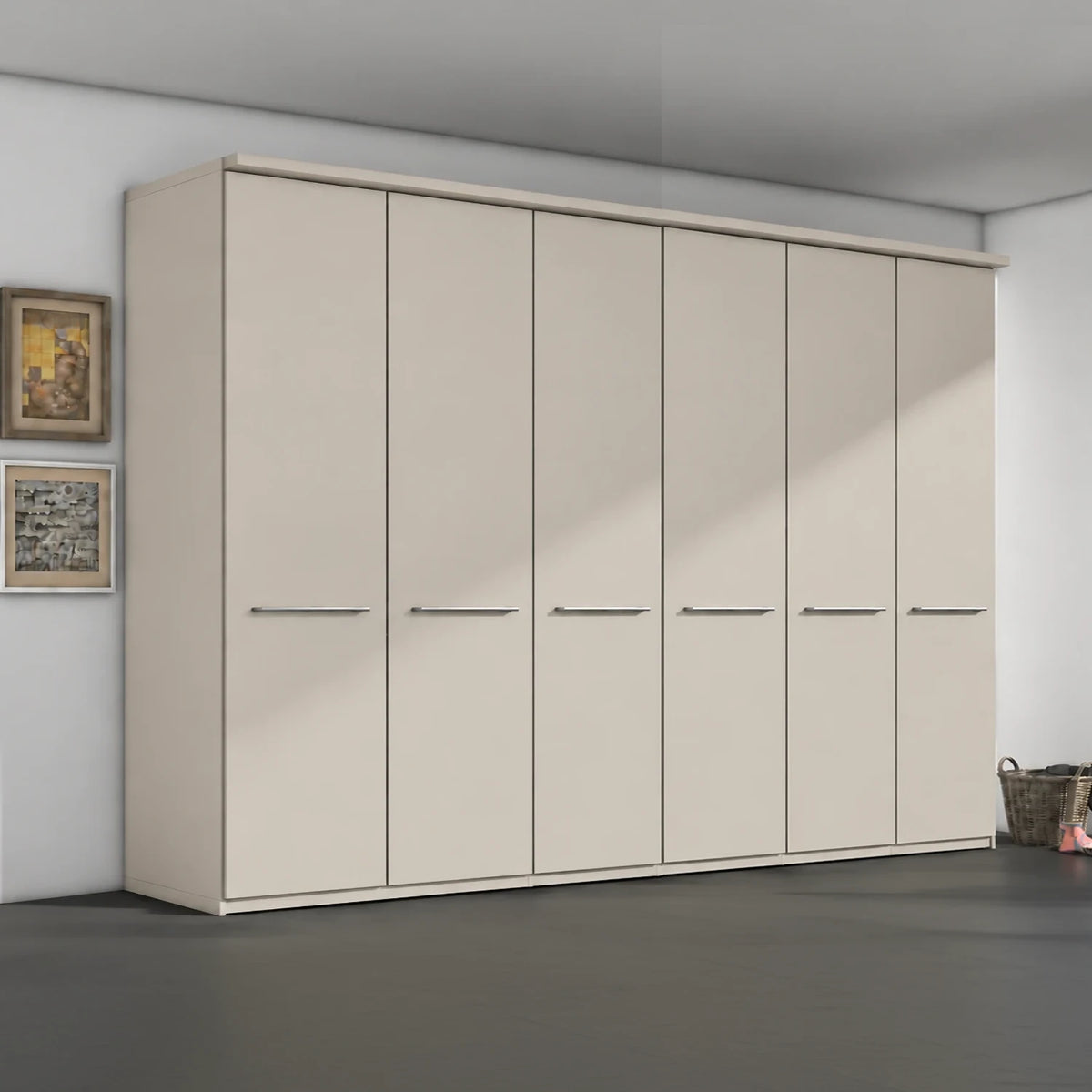 Wiemann Cairns Champagne large six door hinged wardrobe with Cornice 