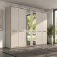 Wiemann Cairns Champagne large six door hinged wardrobe with Cornice And two Mirror Doors in the Middle W300cm H220cm