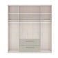 Interior details of German-made Wiemann Cairns 4 door wardrobe with two drawers and two Mirror doors  200cm wide. 