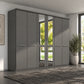 Wiemann Cairns Graphite large six door hinged wardrobe with Cornice And two Mirror Doors in the Middle W300cm