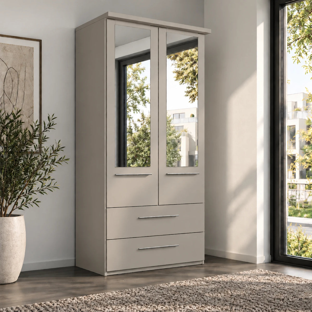 Wiemann Cairns two door wardrobe with two drawers in pebble grey