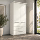 Wiemann Cairns White two door W100cm wardrobe with drawers shown in a bedroom corner
