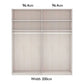Corfu 200cm Closet with sliding doors labeled with dimensions on a white background