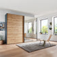 Corfu Sliding Door Wardrobe with Graphite Carcase, Bianco Oak and Mirror Front