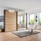 Corfu Sliding Door Wardrobe with Graphite Carcase, Bianco Oak and Mirror Front