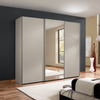 Wiemann Darwin 3 Door Mirror Sliding Wardrobe With Low Height  in Pebble Grey styled in a modern bedroom