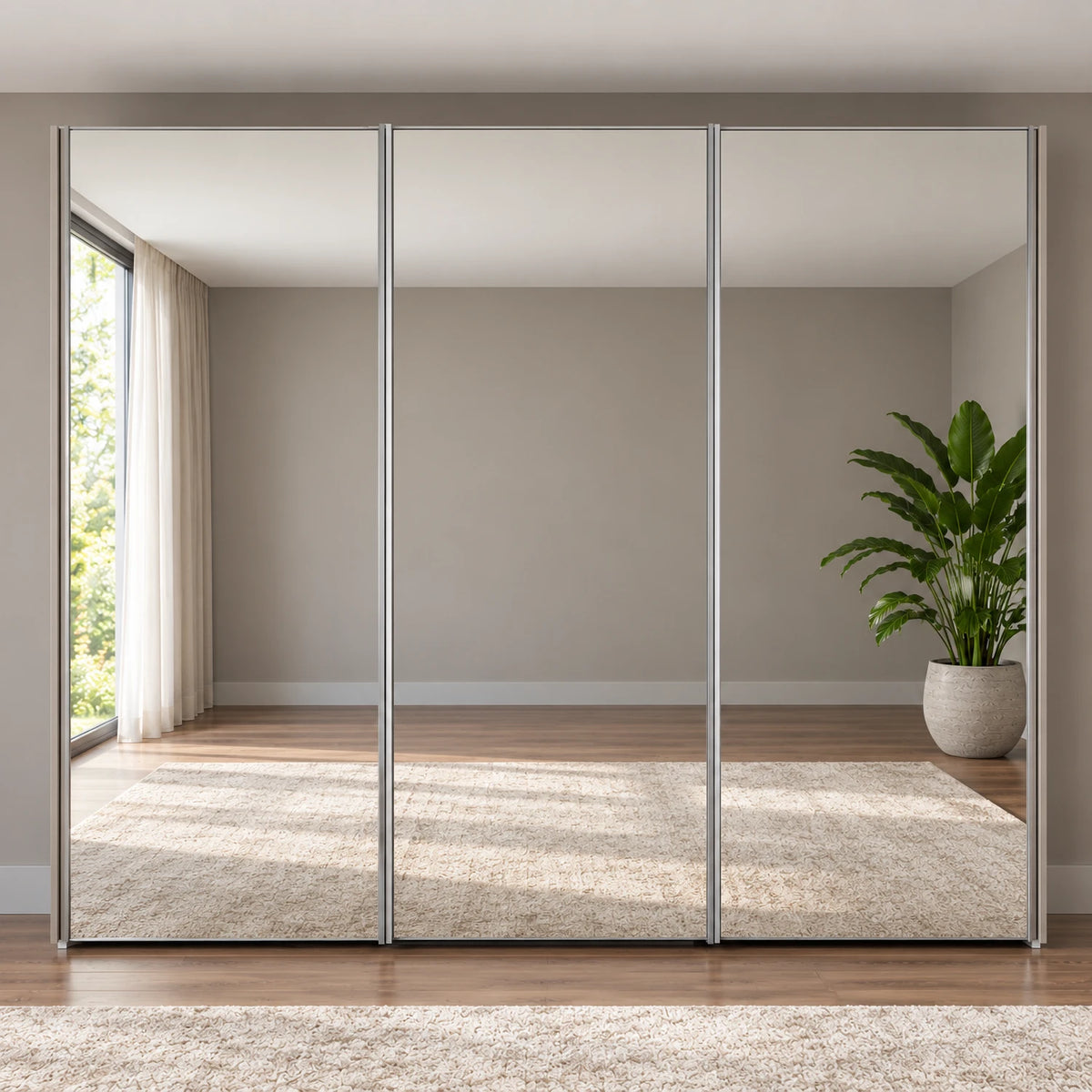 Wiemann Darwin 3 Door Full Mirror Sliding Wardrobe With Low Height Front view