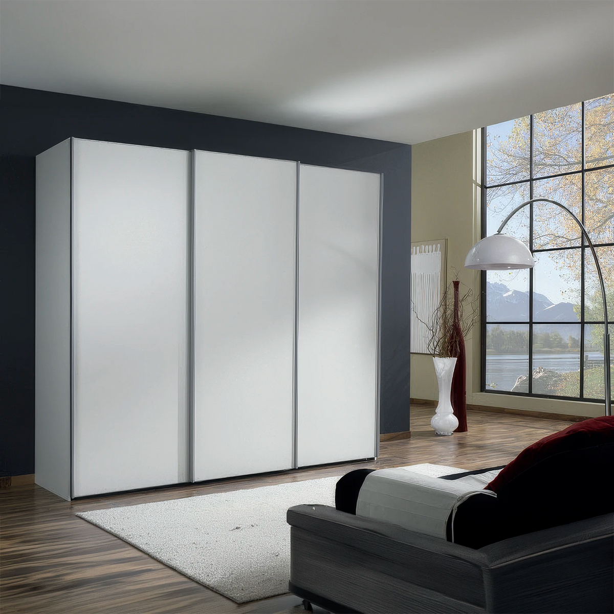 Wiemann Large Three Door Sliding Wardrobe in White Matt Finish 