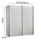 A two-door Wiemann Darwin wardrobe shown on a white background with dimension lines and labels indicating width as 150 or 200 cm, height as 197 cm, and depth as 67 cm.