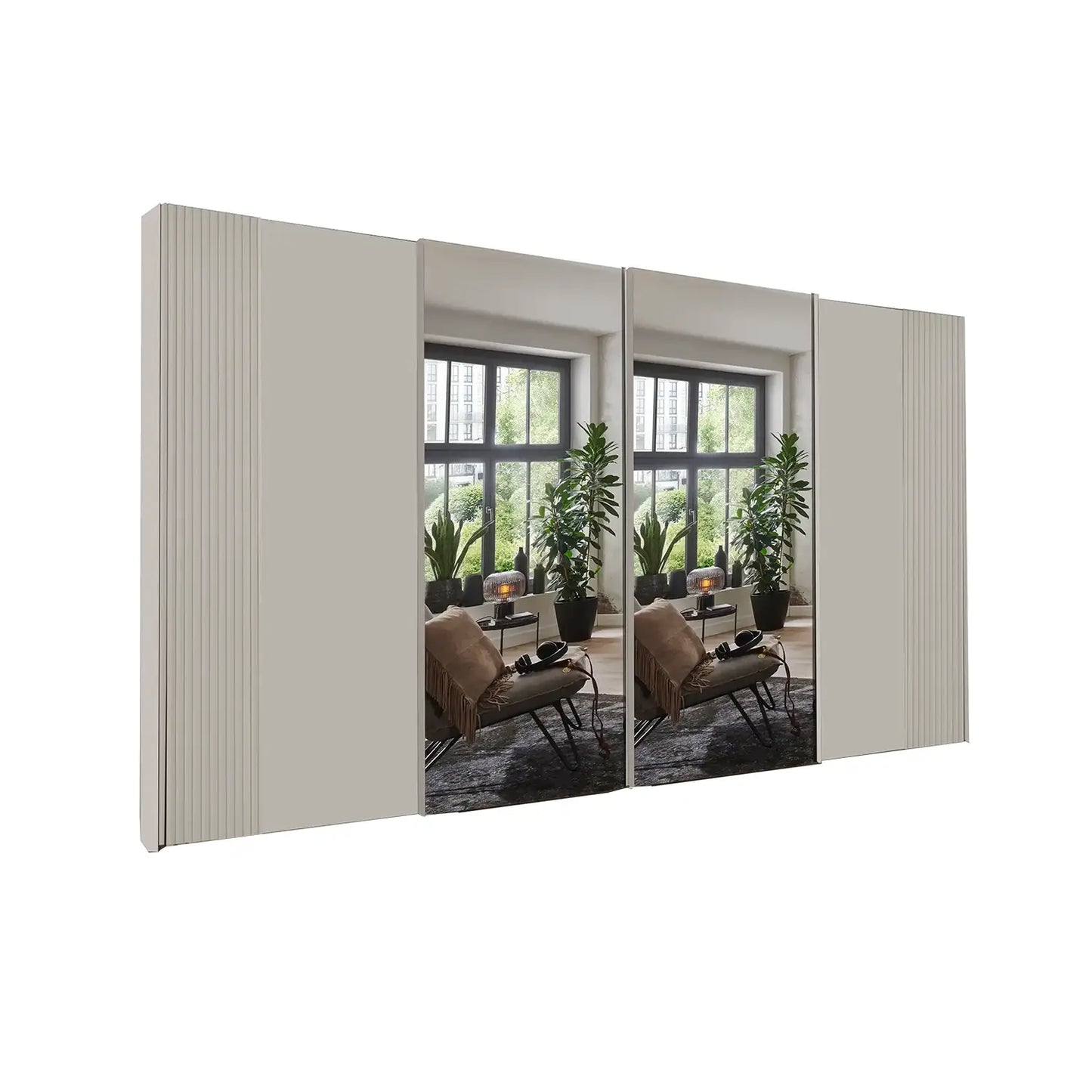 Tulsa 3 Door Champagne Decking and Mirror Sliding Door Wardrobe