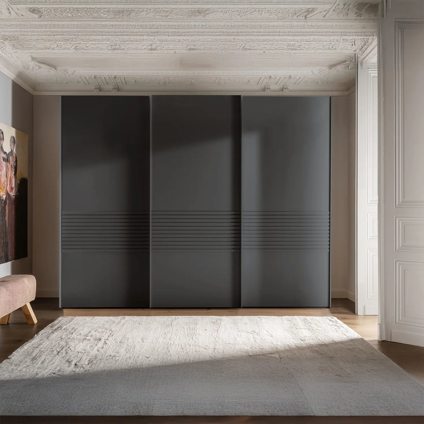 Wiemann Genova Kontrast Large 3-Door Sliding Wardrobe in Graphite Colour