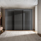 Wiemann Genova Kontrast Large 3-Door Sliding Wardrobe in Graphite Colour with Passepartout Light Frame and Decking Style on the Doors