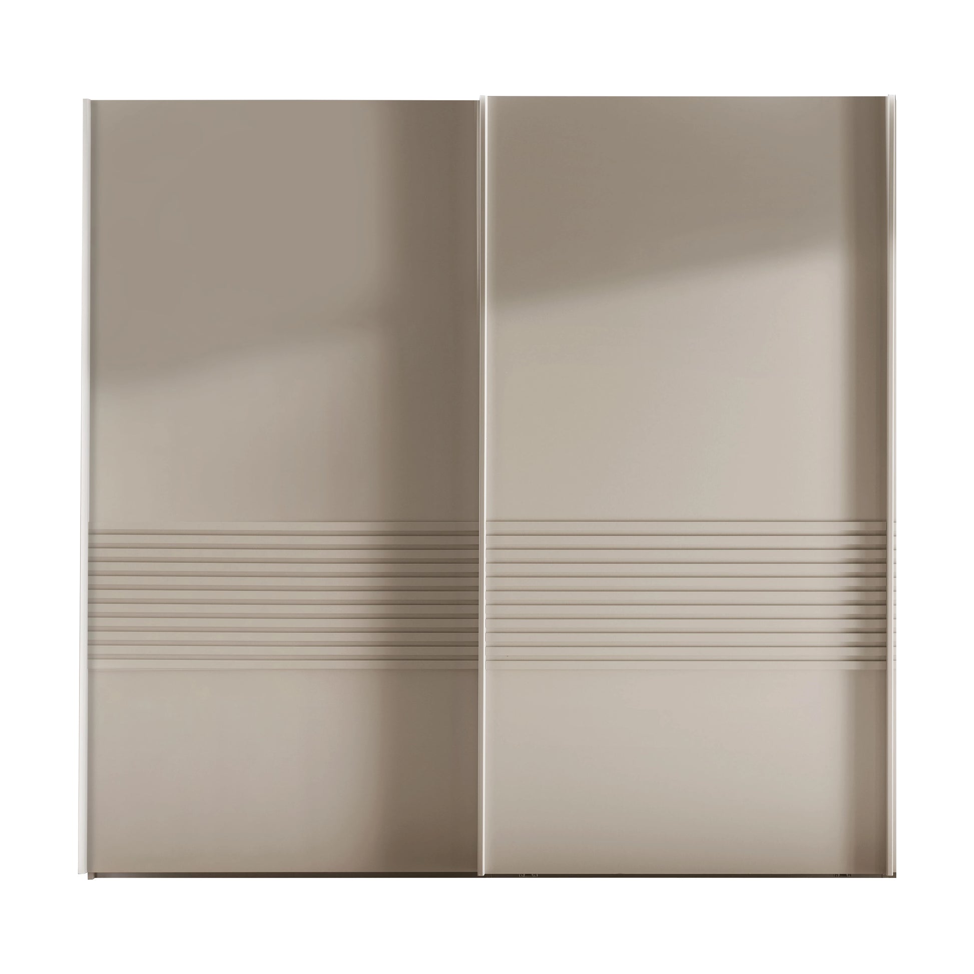 Front view of Wiemann Genova Kontrast champagne sliding wardrobe with sleek 2-door style