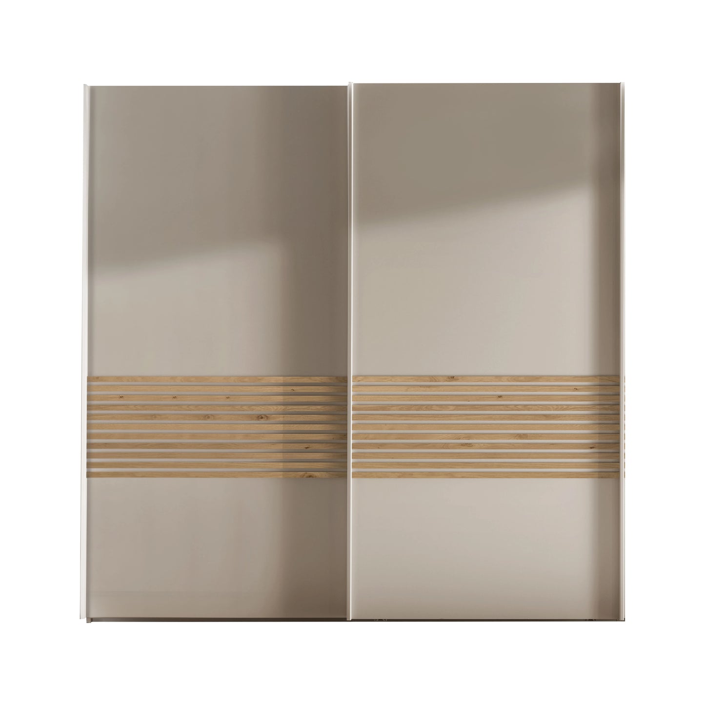 Wiemann Genova Kontrast 2-door sliding wardrobe in champagne, ideal for stylish bedroom storage - Home Of Wardrobes