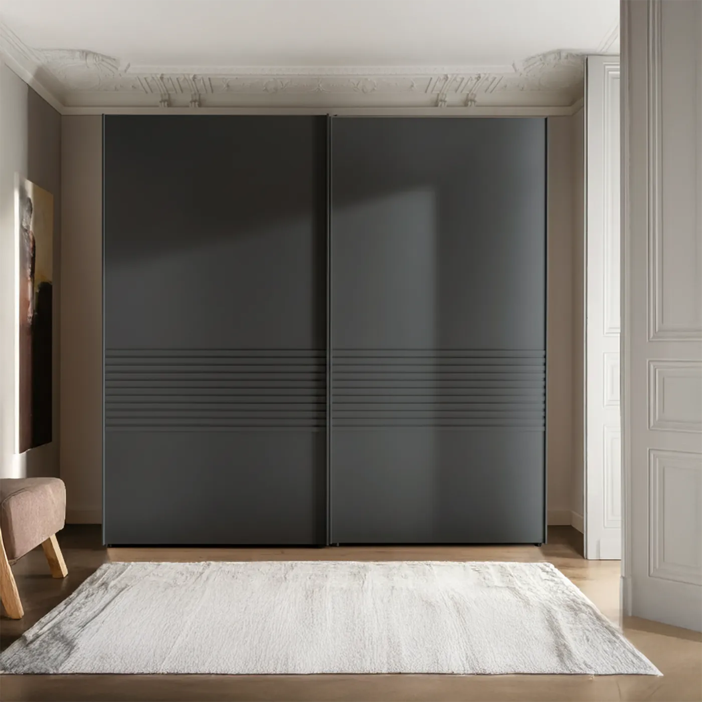 Wiemann Genova Kontrast 2-Door Sliding Wardrobe in Graphite - (W200cm)