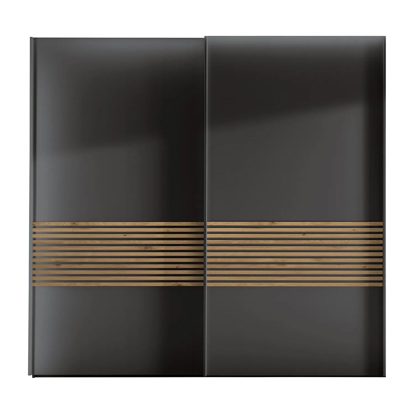 Wiemann Genova Kontrast 2-Door Sliding Wardrobe in Graphite with Bianco Oak Horizontal Decking 