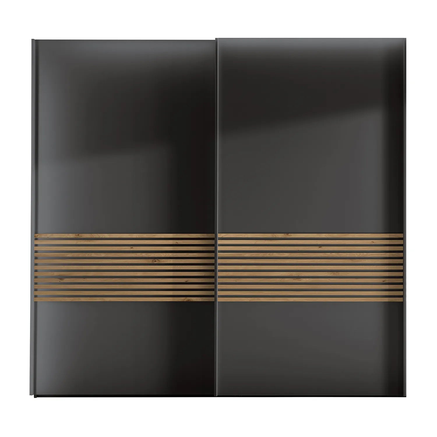 Wiemann Genova Kontrast 2-Door Sliding Wardrobe in Graphite with Bianco Oak Horizontal Decking 