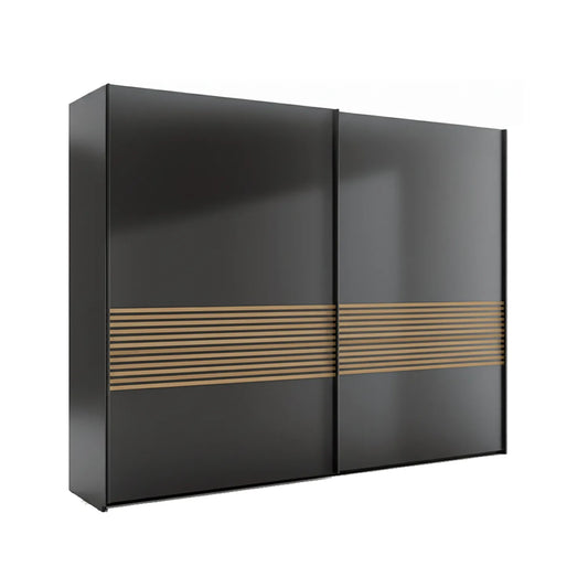 Compact Wiemann 2-door sliding wardrobe in Graphite. Free Delivery & Assembly included. Quality Made in Germany. Space-saving design with W200cm width.