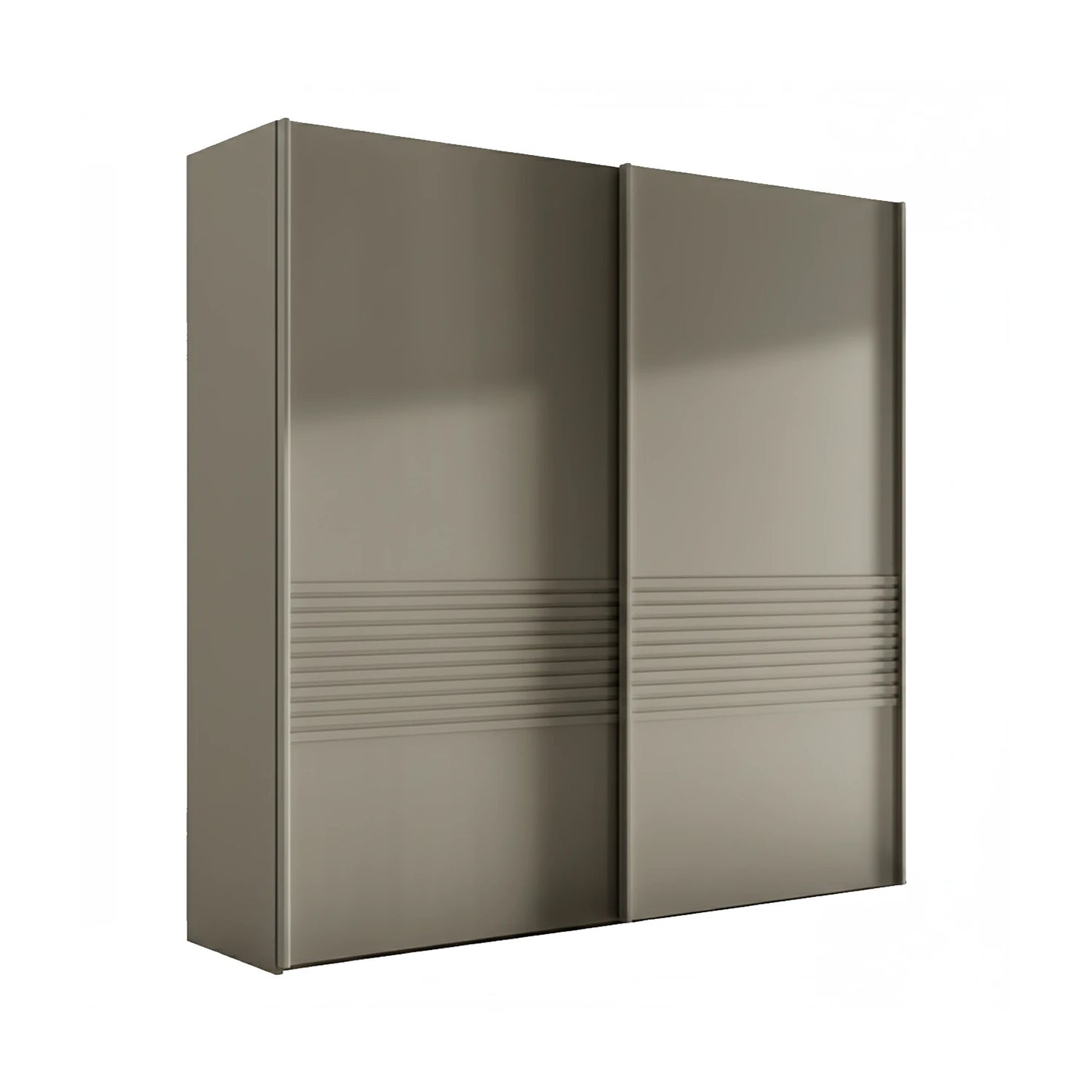 Wiemann Genova Kontrast 2-door sliding wardrobe in pebble grey, 200cm wide, modern bedroom storage - Home Of Wardrobes