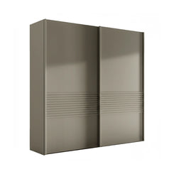 Wiemann Genova Kontrast 2-door sliding wardrobe in pebble grey, 200cm wide, modern bedroom storage - Home Of Wardrobes