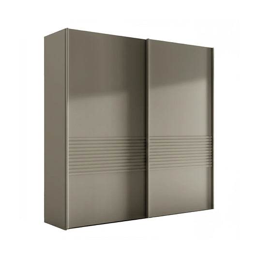 Wiemann Genova Kontrast 2-door sliding wardrobe in pebble grey, 200cm wide, modern bedroom storage - Home Of Wardrobes