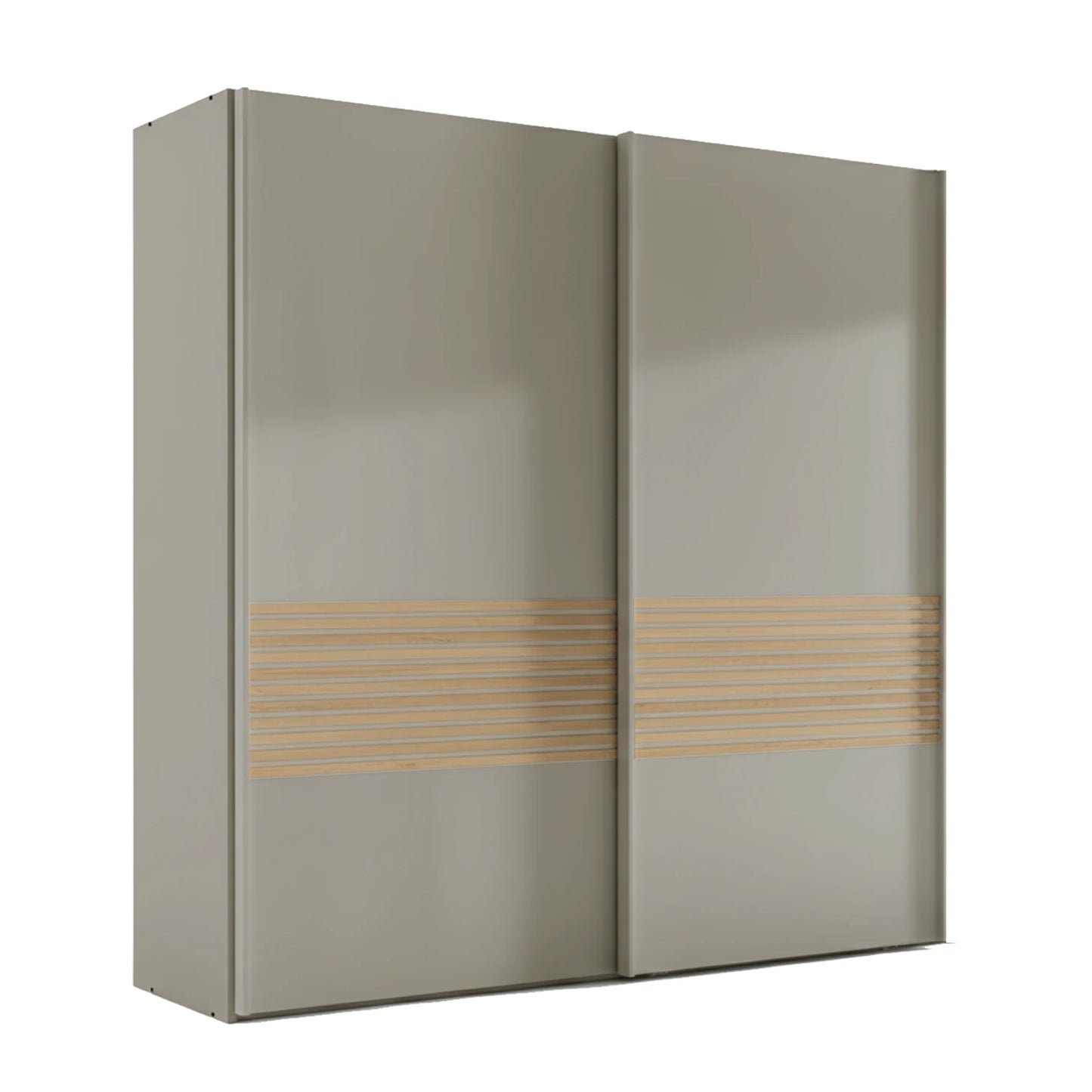 Wiemann Genova Kontrast 2-door sliding wardrobe in pebble grey, perfect for contemporary bedroom organisation.