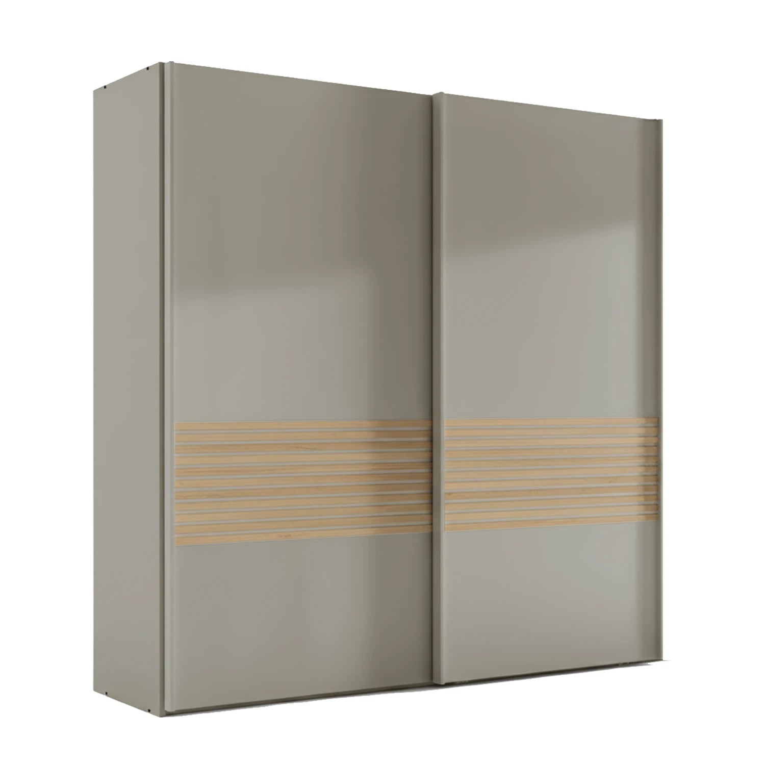 Wiemann Genova Kontrast 2-door sliding wardrobe in pebble grey, perfect for contemporary bedroom organisation.