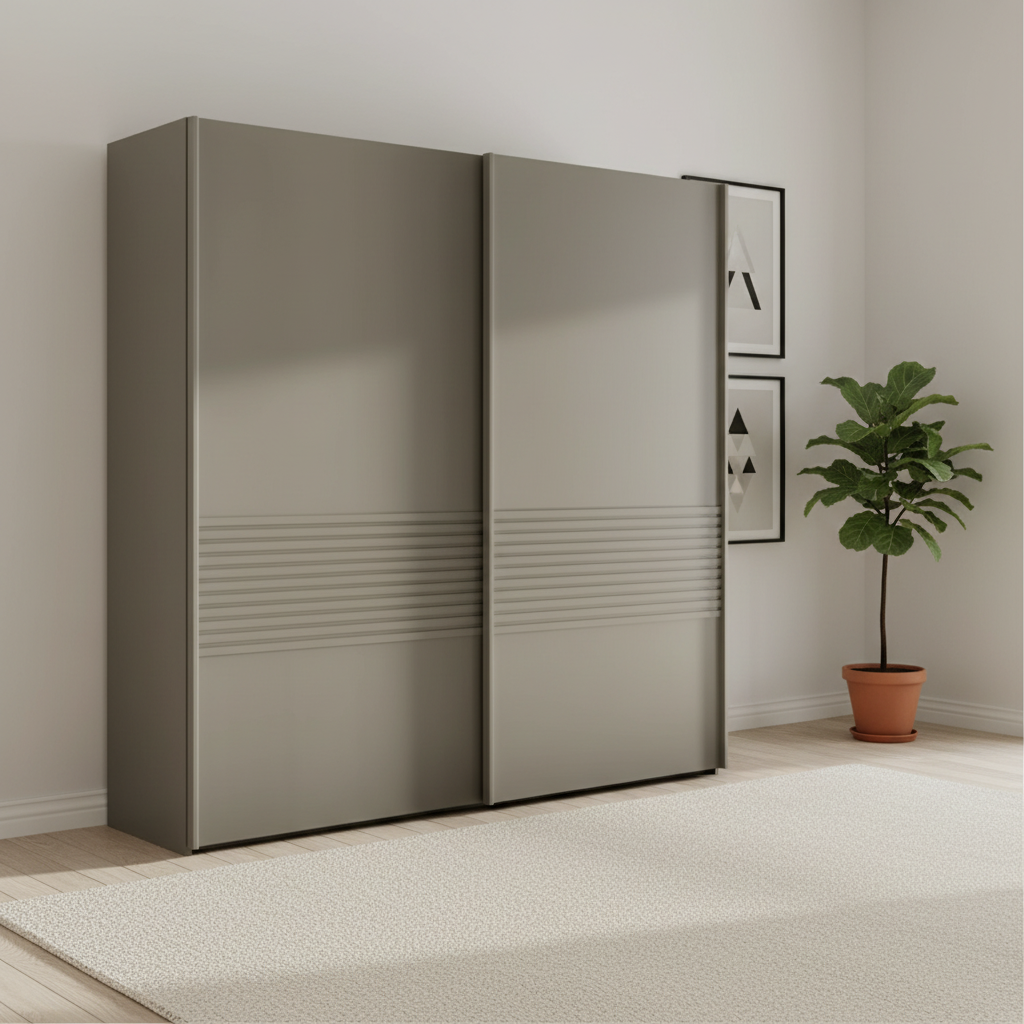 Wiemann Genova Kontrast 2-Door Sliding Wardrobe - Pebble Grey (W200cm)