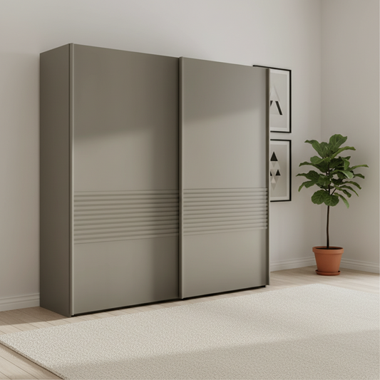 Wiemann Genova Kontrast 2-Door Sliding Wardrobe - Pebble Grey (W200cm)