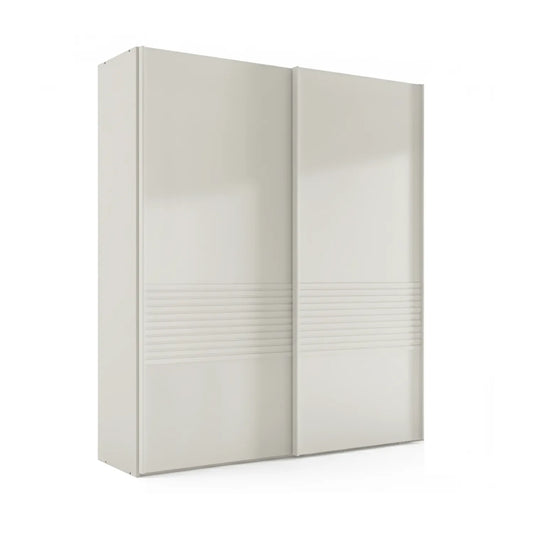 Wiemann Genova Kontrast 2-door sliding wardrobe in white, 200cm width, modern bedroom furniture - Home Of Wardrobes