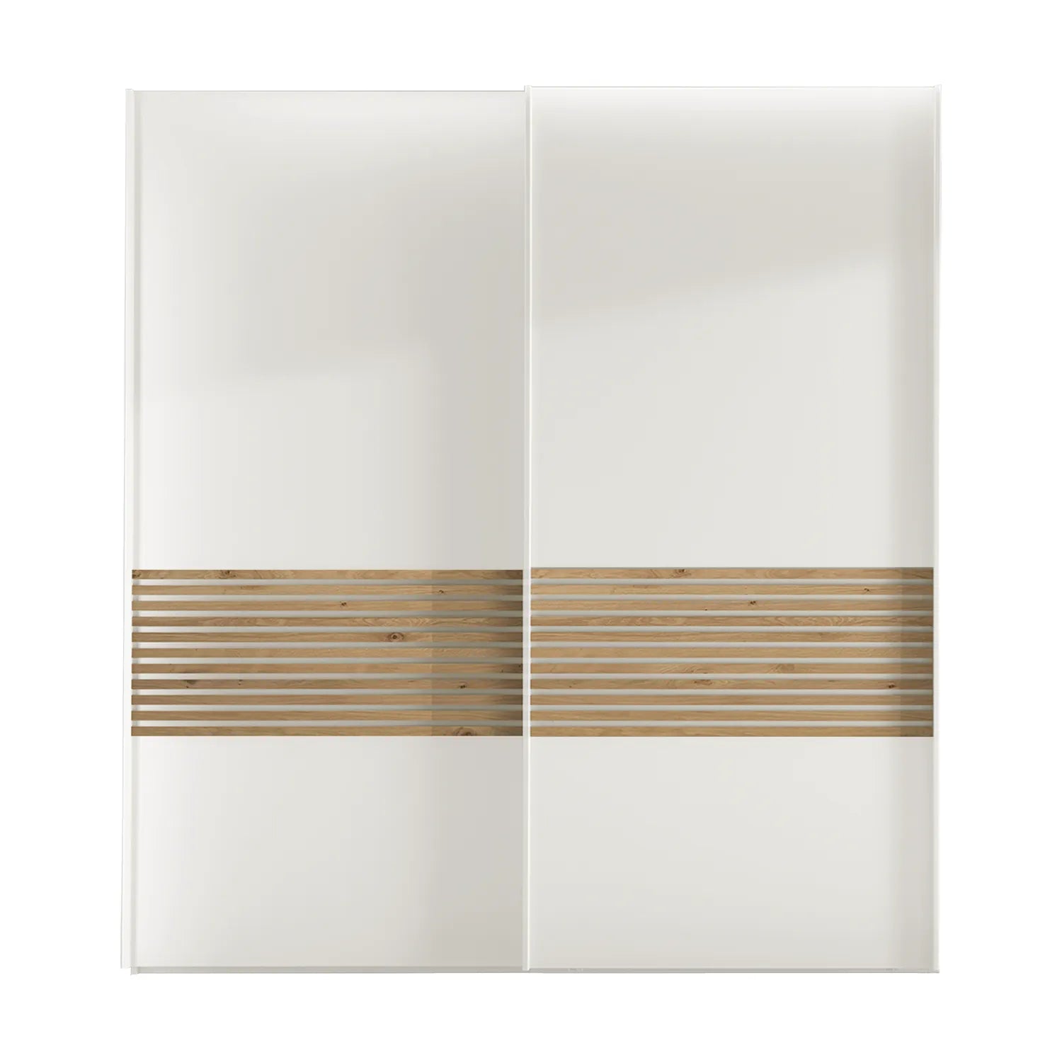 Front view of Wiemann Genova Kontrast white sliding wardrobe with sleek 2-door design.