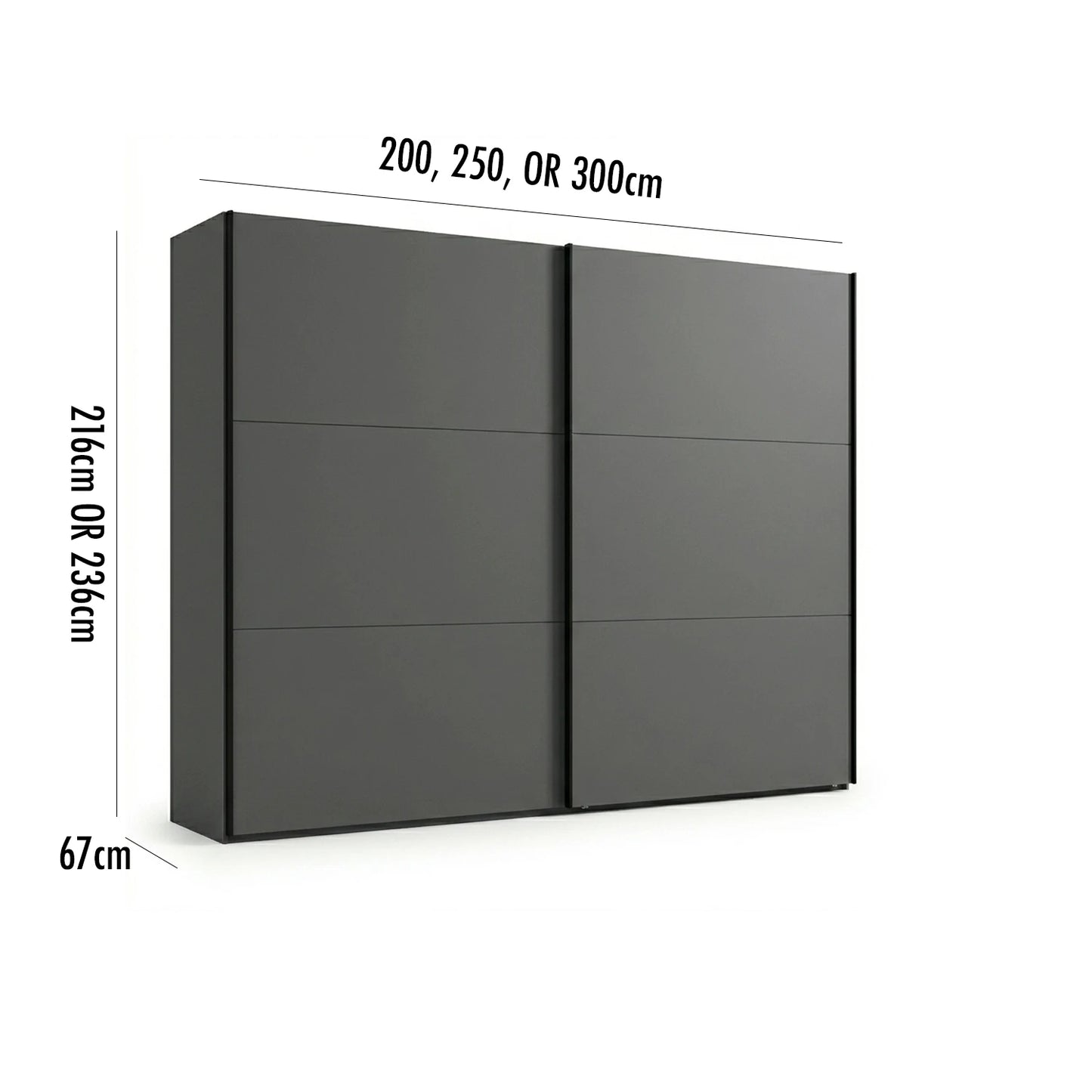 Wiemann Halver Graphite Sliding Door Wardrobe with Mirror