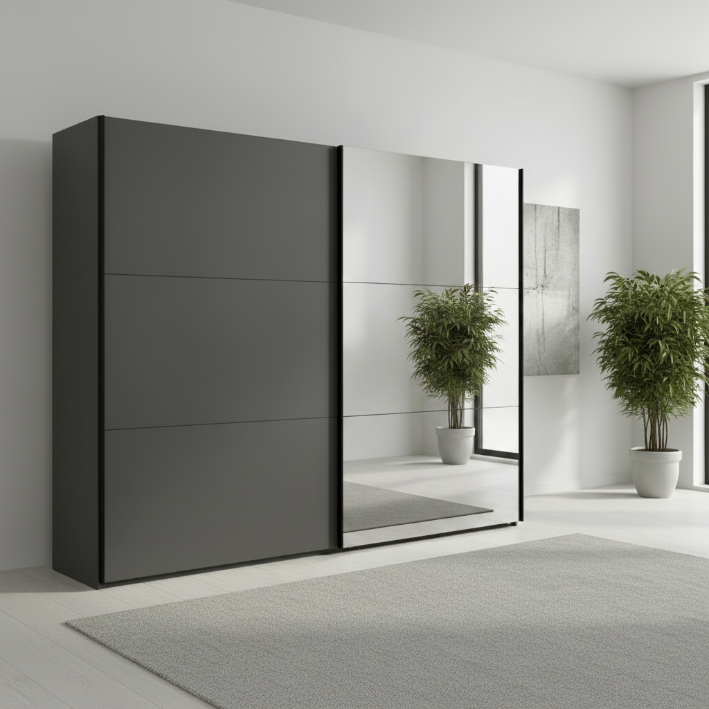 Wiemann Glasgow Graphite sliding door wardrobe with Mirror