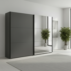 Wiemann Glasgow Graphite sliding door wardrobe with Mirror