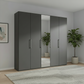 Halver Graphite 5 Door Hinged Wardrobe (W250cm)