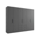 Graphite wardrobe with multiple doors and drawers on a white background