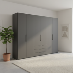 Wiemann Halver Graphite Decor 6 Door Wardrobe with Drawers 