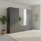 Wiemann Halver Graphite Decor 6 Door Wardrobe with Drawers  and mirror