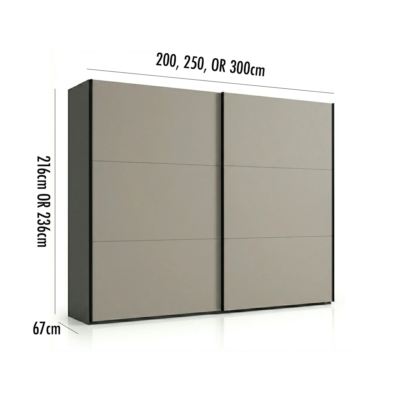 Wiemann Halver Graphite & Pebble Grey Sliding Door Wardrobe with Mirror