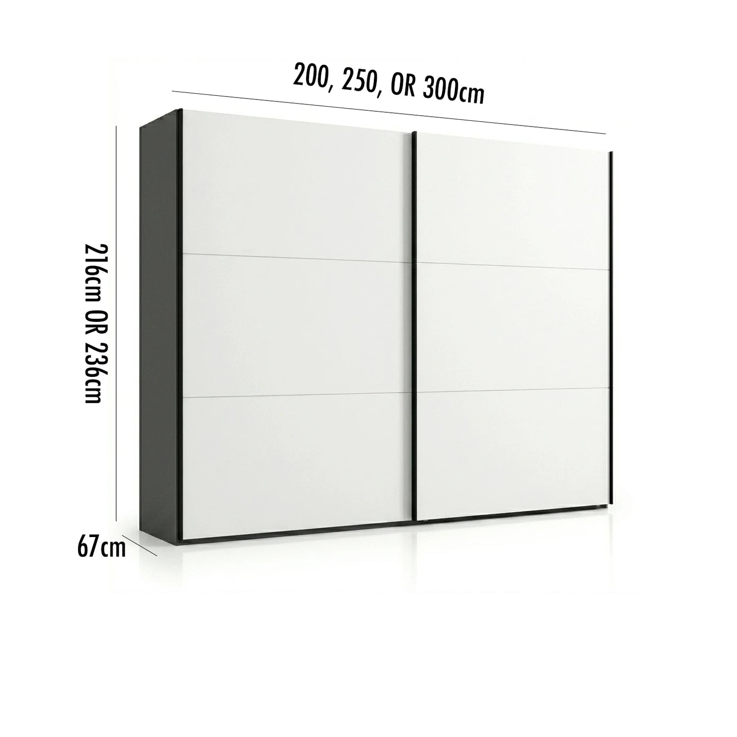 Halver Graphite & White 2 Door Sliding Wardrobe with Mirror