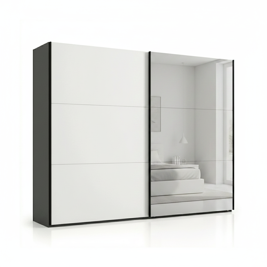 Modern Wiemann Glasgow wardrobe with sliding mirror door on a white background