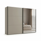 Pebble grey wardrobe with sliding doors and mirror doors on a white background