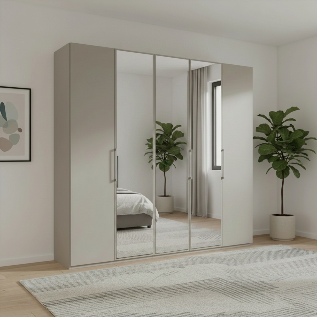 Halver Pebble Grey 5 Door Hinged Wardrobe (W250cm)