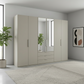 Wiemann Halver 6 Door Combi Wardrobe in Pebble Grey with Mirror
