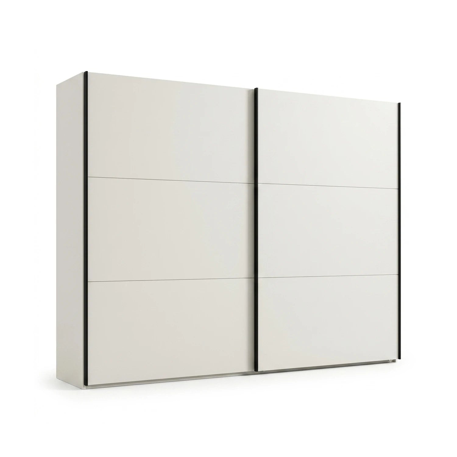 White wardrobe with sliding doors on a white background